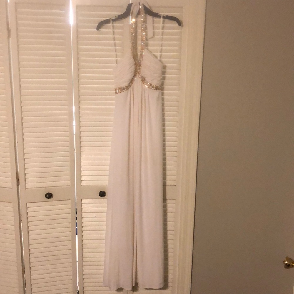 Hailey Logan small cream ivory beaded prom dress